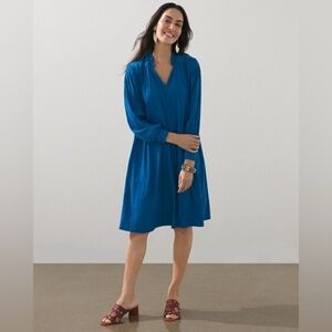 NWT Chico’s Relaxed Fit Popover Pintuck Dress Aurora Teal Size 14